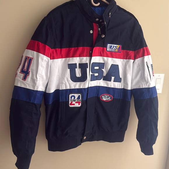 Other - USA Themed Black and White Bomber Jacket